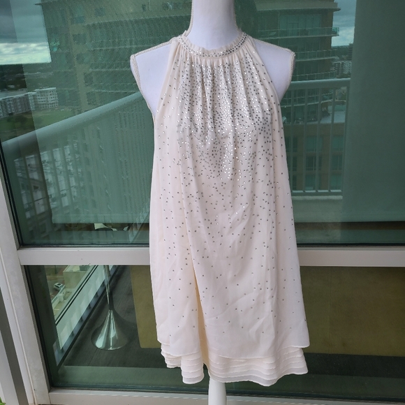 Alice+Olivia Cream Halter Mini Cocktail Dress Med - Picture 6 of 14